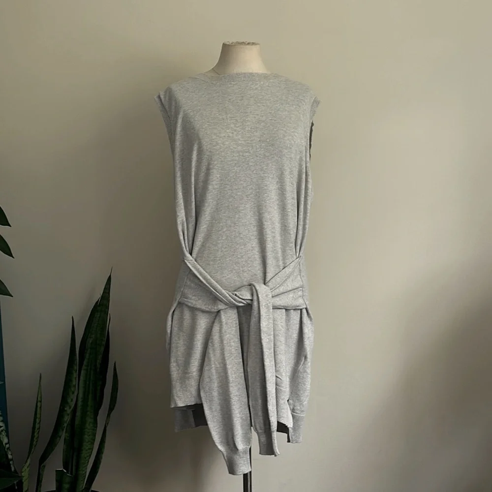 CURRENT/ELLIOTT Cotton Cashmere Mix Gray Sleeveless Sweater Dress sz Large 3 - Picture 2 of 8